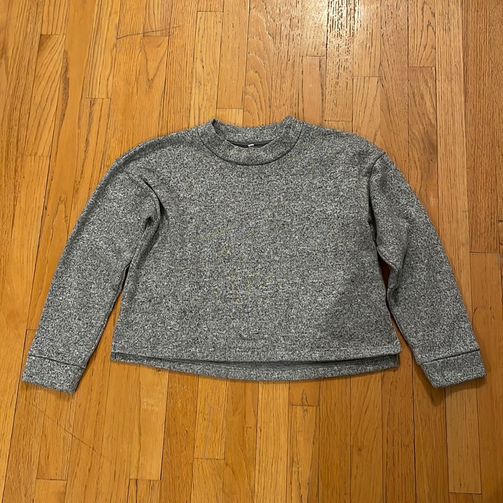 MUJI, Mock Neck Cropped Sweatshirt, Women’s, M-L, Gray